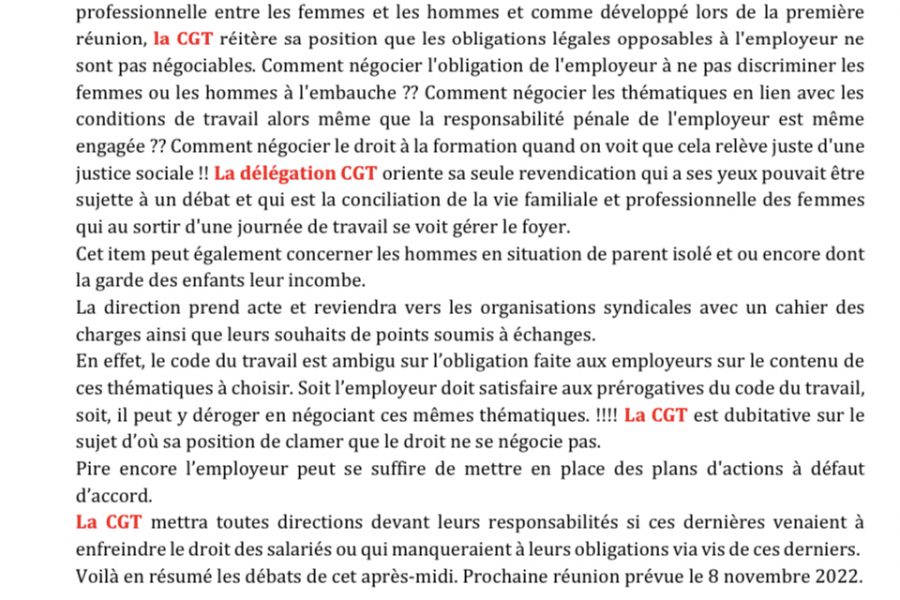 Négociation de l’égalité professionnelle entre les femmes et les hommes. Le 19.10.2022