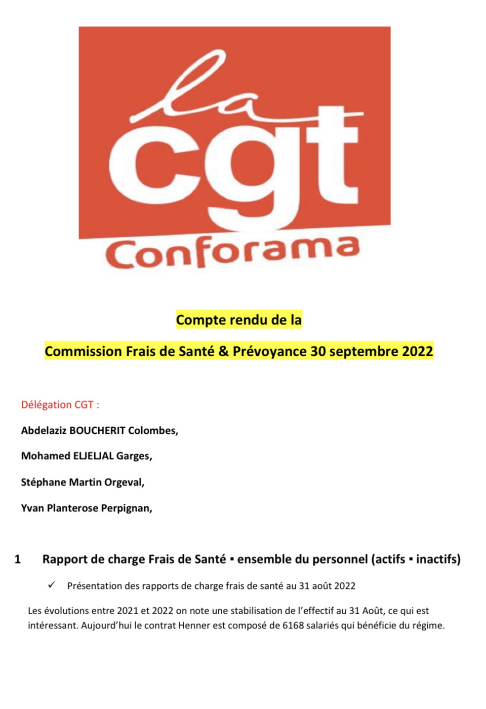 Compte rendu santé et prévoyance Septembre 2022